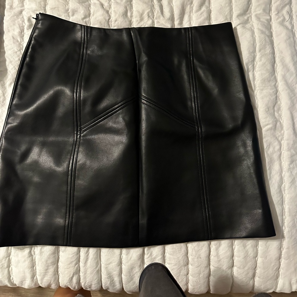 Leather mini skirt